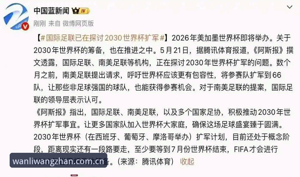 万利官方下载安装失败 揭秘2030世界杯扩军至66队背后:中国男足的“世纪机遇”